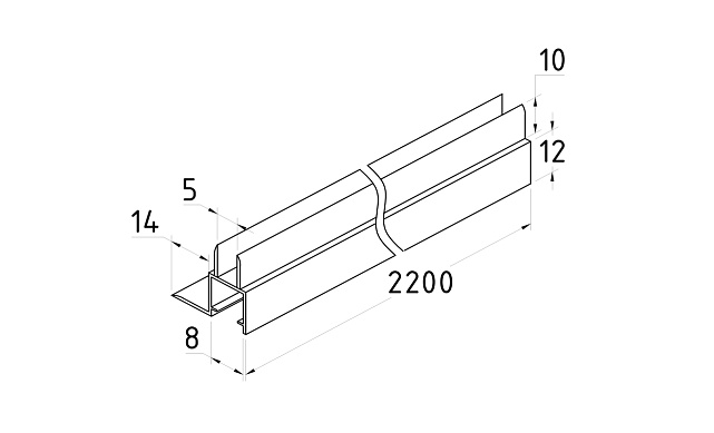 Уплотнитель для стекла 8 мм, блэк ультра - непрозрачный черный, пол-стекло 2200 мм t206-2 BL-U 4 Уплотнитель для стекла 8 мм, блэк ультра - непрозрачный черный, пол-стекло 2200 мм t206-2 BL-U 4