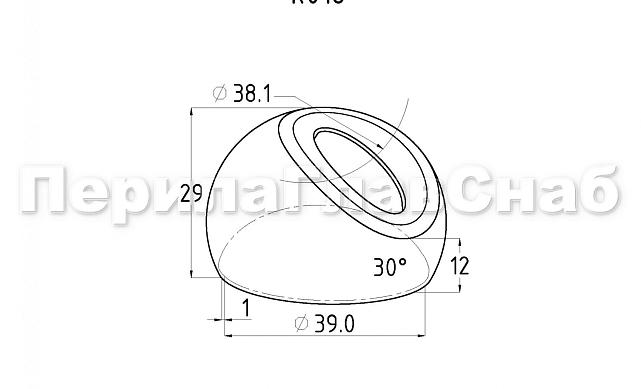 Наконечник штампованный (СПС) косой 30° на трубу Ø38,1 мм, для поручня Ø38.1мм, полированный, нержавеющий, AISI 304, k016 2