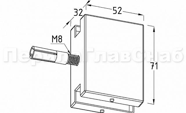 Коннектор стена-стекло с анкером, полированный, вырез 09 t191 PSS 3