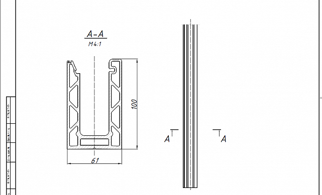 Комплект профиля зажимного для стекла 16мм и 8+8 , без отверстий, НЕАНОД. алюминий 100х60мм, т100-4-16  2 Комплект профиля зажимного для стекла 16мм и 8+8 , без отверстий, НЕАНОД. алюминий 100х60мм, т100-4-16  2