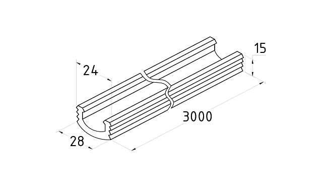 Рассеиватель света для поручня с пазом 24х24 выпуклый (хлыст 3 метра) k777-1 3 Рассеиватель света для поручня с пазом 24х24 выпуклый (хлыст 3 метра) k777-1 3