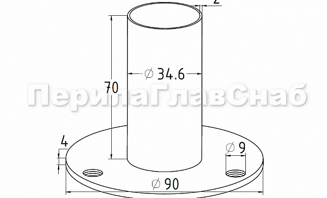 Треханкерная закладная под Ø38.1 мм, (AISI 201) k232-2 3 Треханкерная закладная под Ø38.1 мм, (AISI 201) k232-2 3