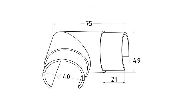 Отвод с пазом на трубу Ø48.3 мм, полированный (AISI 304) k237 2 Отвод с пазом на трубу Ø48.3 мм, полированный (AISI 304) k237 2