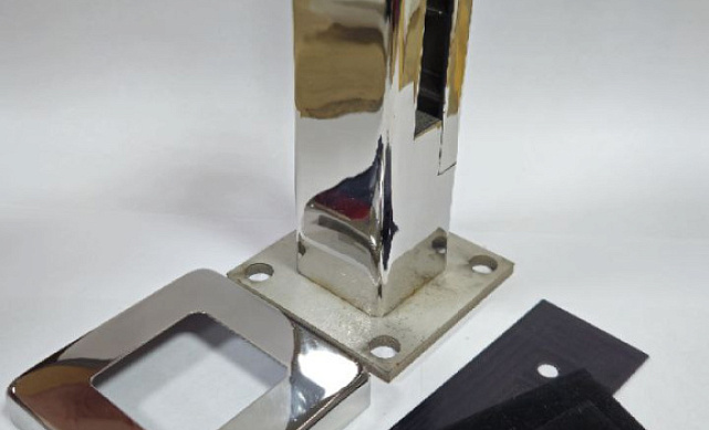 Стеклодержатель литой напольный, плоский 50х50х190 мм, для стекла 10-12 мм, полированный AISI 304, уценка k275-2-У 13 Стеклодержатель литой напольный, плоский 50х50х190 мм, для стекла 10-12 мм, полированный AISI 304, уценка k275-2-У 13