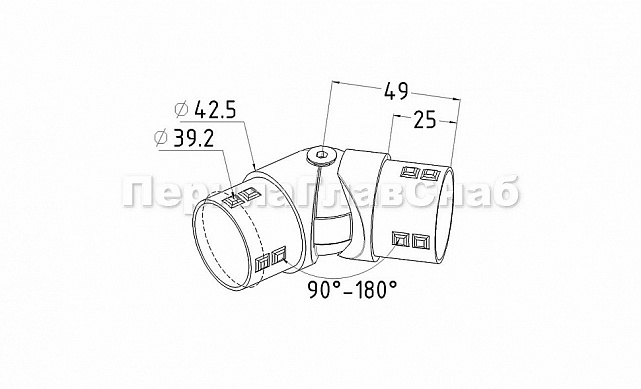 Поворот литой, шарнирный под Ø42.4 мм, полированный, AISI 304 k273 2 Поворот литой, шарнирный под Ø42.4 мм, полированный, AISI 304 k273 2