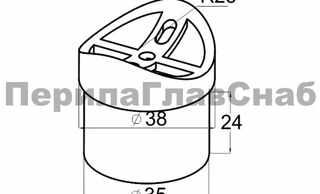 Наконечник седловина прямая 90° на стойку Ø38.1 мм, под поручень Ø50.8 мм, литая, полированная, AISI 304, k044-1 2 Наконечник седловина прямая 90° на стойку Ø38.1 мм, под поручень Ø50.8 мм, литая, полированная, AISI 304, k044-1 2
