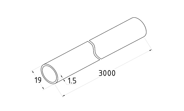 Штанга-труба 19х1.5 мм черная, длина 3000 мм, нерж. AISI 304 t900 Bl 2  Штанга-труба 19х1.5 мм черная, длина 3000 мм, нерж. AISI 304 t900 Bl 2
