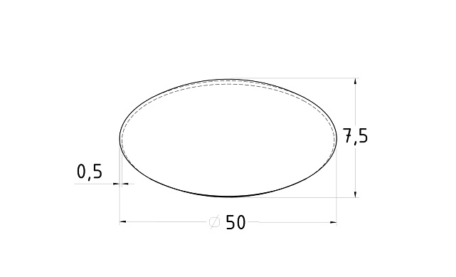 Заглушка Ø32х1.5, 0,5 мм, полированная AISI 201 k058-4 3 Заглушка Ø32х1.5, 0,5 мм, полированная AISI 201 k058-4 3