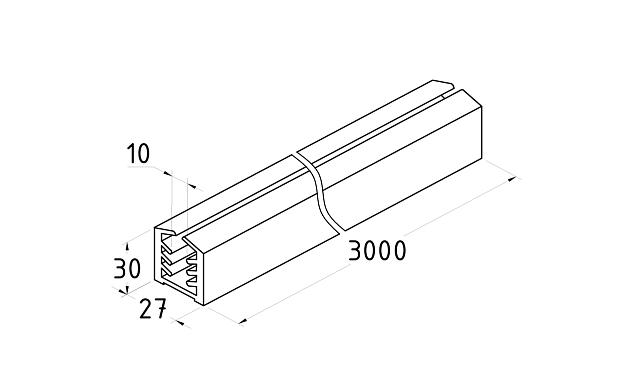 Уплотнитель в поручень с пазом 27х30 для стекла 10 мм, EPDM Фk305 2