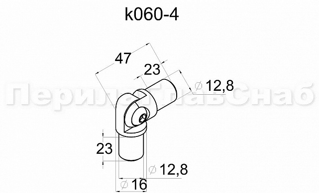 Поворот ригеля Ø16х1.5 мм, с двумя установочными штифтами, шарнирный, (AISI 304) k060-4 2 Поворот ригеля Ø16х1.5 мм, с двумя установочными штифтами, шарнирный, (AISI 304) k060-4 2