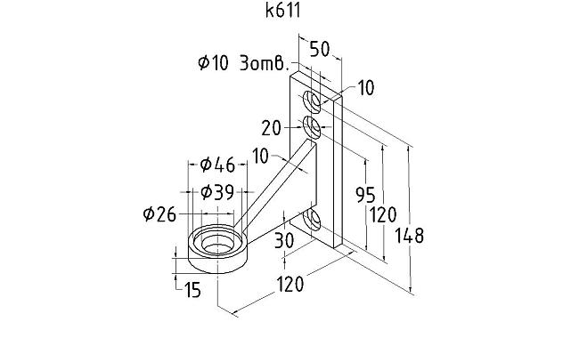 Крепление козырька к стойке алюминиевого фасада, AISI 304, литое , полированное, k611 2