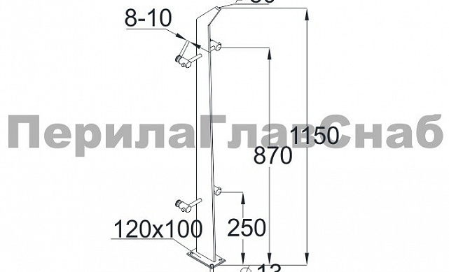 Стойка эксклюзивная с двумя спайдерными стеклодержателями, крепление в пол, нерегулируемый ложемент (AISI 304) k760 2 Стойка эксклюзивная с двумя спайдерными стеклодержателями, крепление в пол, нерегулируемый ложемент (AISI 304) k760 2