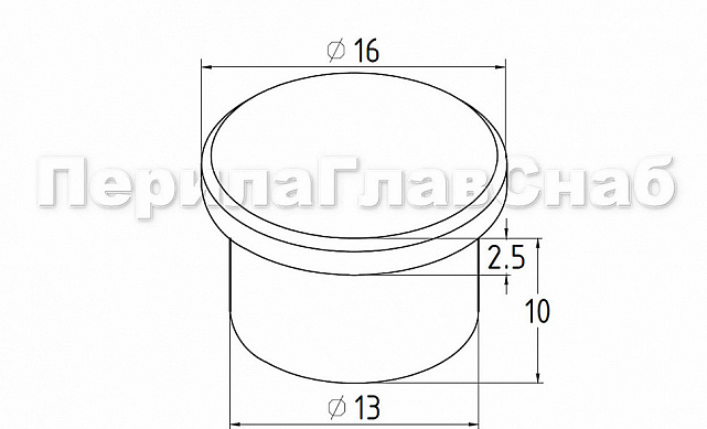 Заглушка точеная для трубы Ø16 мм полированная (AISI 304) k040-3  2