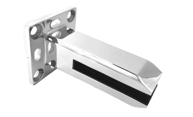 Стеклодержатель напольный 45х50х160 мм, для стекла 10-12 мм, литой, плоский, без сверления, нержавеющая сталь AISI 304, полированная k275-5 8