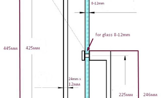 Ручка 225х425 круглая+квадратная труба AISI 304 t628 PSS 2