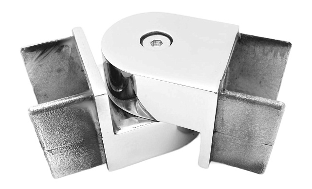 Отвод для поручня с пазом 40х40 мм, шарнирный, полир., (AISI 304) k546-2 5 Отвод для поручня с пазом 40х40 мм, шарнирный, полир., (AISI 304) k546-2 5