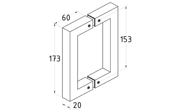 Ручка-скоба 171х20х20 мм, нержавеющая сталь AISI 304, черная t667 Bl 2