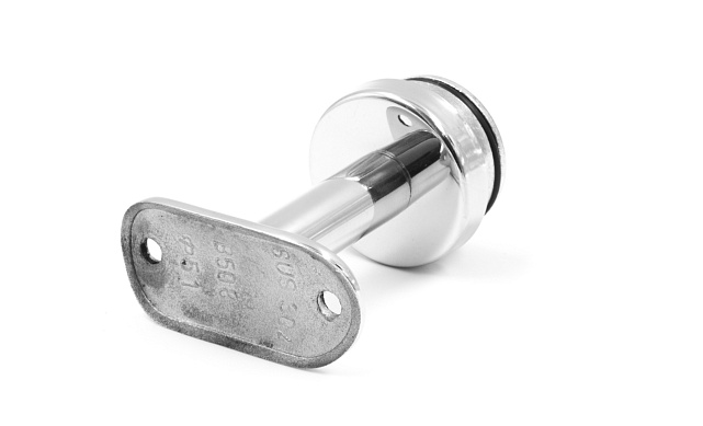 Наконечник палец с алюминиевой системой фиксации на стойке Ø38.1х1.5 мм, с не регулируемым ложементом 90° под поручень Ø50.8 мм, полированный, нержавеющий (AISI 304) k199 5 Наконечник палец с алюминиевой системой фиксации на стойке Ø38.1х1.5 мм, с не регулируемым ложементом 90° под поручень Ø50.8 мм, полированный, нержавеющий (AISI 304) k199 5