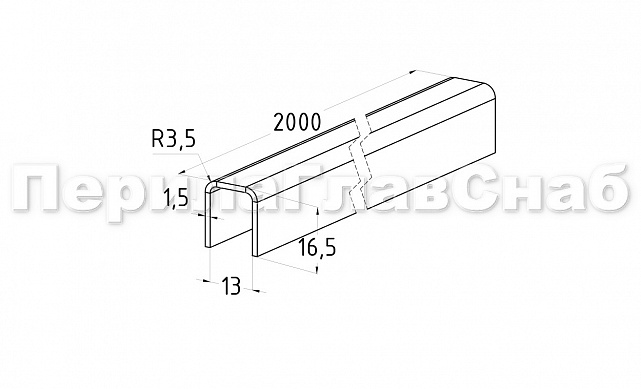 Профиль П-образный, L=2000 мм, t=1.5 мм, для стекла 12 мм, полир. (AISI 304) Ф-0454 3 Профиль П-образный, L=2000 мм, t=1.5 мм, для стекла 12 мм, полир. (AISI 304) Ф-0454 3