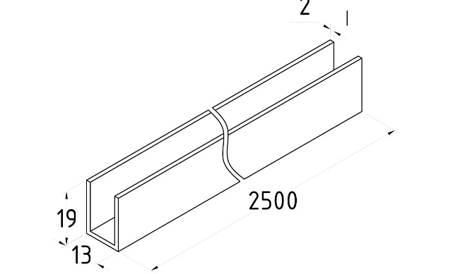 П-образный профиль 19x13, L=2500, алюминий шлифованный t756-4-2500 ALS 3 П-образный профиль 19x13, L=2500, алюминий шлифованный t756-4-2500 ALS 3