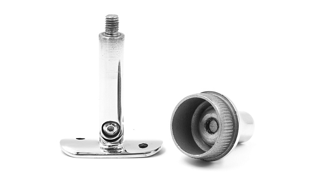 Наконечник регулируемый по высоте на стойку Ø38.1х1.5 мм, с регулируемым ложементом под поручень Ø50.8 мм, литой, полированный, нержавеющий (AISI 304) k317-3 6 Наконечник регулируемый по высоте на стойку Ø38.1х1.5 мм, с регулируемым ложементом под поручень Ø50.8 мм, литой, полированный, нержавеющий (AISI 304) k317-3 6