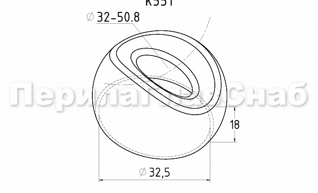 Наконечник штампованный (СПС) прямой 90° на трубу Ø32 мм, для поручня Ø38.1-50.8 мм, полированный, нержавеющий, AISI 304, k551 2 Наконечник штампованный (СПС) прямой 90° на трубу Ø32 мм, для поручня Ø38.1-50.8 мм, полированный, нержавеющий, AISI 304, k551 2