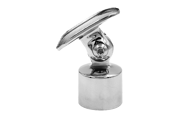 Наконечник наружный на стойку Ø25.4 мм, с регулируемым ложементом под трубу Ø38.1 мм, литой, полированный, нержавеющий AISI 304, k326 5 Наконечник наружный на стойку Ø25.4 мм, с регулируемым ложементом под трубу Ø38.1 мм, литой, полированный, нержавеющий AISI 304, k326 5