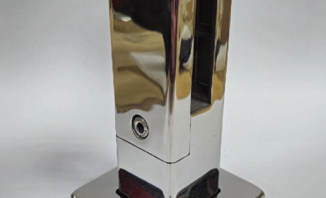 Стеклодержатель литой напольный, плоский 50х50х190 мм, для стекла 10-12 мм, полированный AISI 304, уценка k275-2-У 11 Стеклодержатель литой напольный, плоский 50х50х190 мм, для стекла 10-12 мм, полированный AISI 304, уценка k275-2-У 11