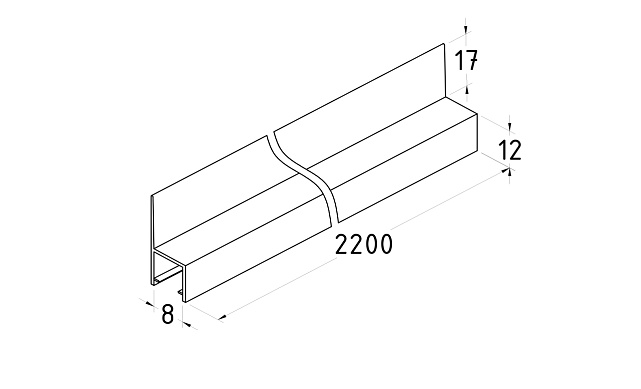 Уплотнитель для стекла 8 мм, непрозрачный черный, 180°, стекло-стекло 2200 мм t204-2 BL-U 2 Уплотнитель для стекла 8 мм, непрозрачный черный, 180°, стекло-стекло 2200 мм t204-2 BL-U 2
