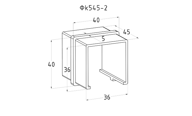Соединитель для поручня 40х40 мм с пазом, полированный (AISI 304) Фk545-2 2 Соединитель для поручня 40х40 мм с пазом, полированный (AISI 304) Фk545-2 2