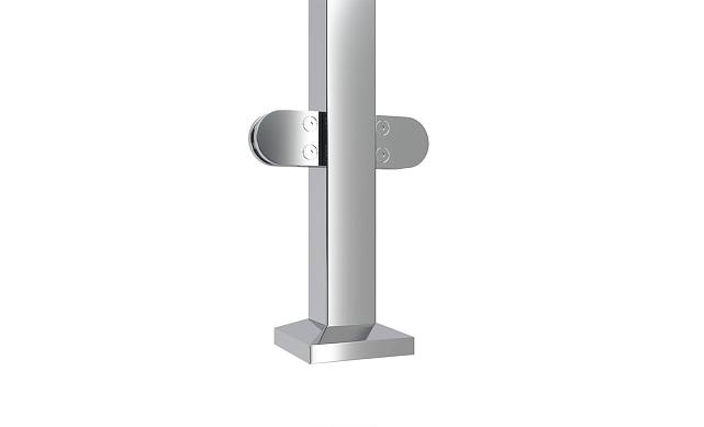 Стойка квадратная 40х40: 4 литых стеклодержателя, полированная, высота 950 мм (AISI 304) k746 4