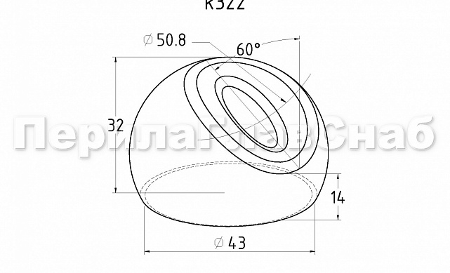 Наконечник штампованный (СПС) косой 30° на трубу Ø42.4 мм, для поручня Ø50.8 мм, полированный, нержавеющий, AISI 304, k322 2 Наконечник штампованный (СПС) косой 30° на трубу Ø42.4 мм, для поручня Ø50.8 мм, полированный, нержавеющий, AISI 304, k322 2