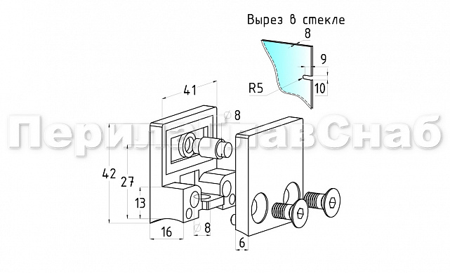 Стеклодержатель литой квадратный с вставками под стекло 8-10 мм (4+4 мм), на стойку Ø38.1 мм, 41х22х42, полированный, (AISI 304) k004-10 2 Стеклодержатель литой квадратный с вставками под стекло 8-10 мм (4+4 мм), на стойку Ø38.1 мм, 41х22х42, полированный, (AISI 304) k004-10 2