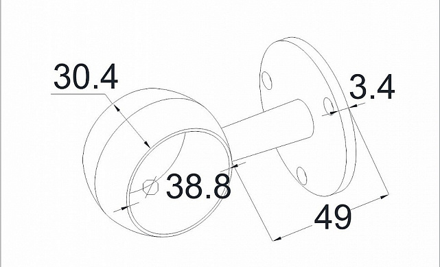Держатель выносной с обхватом для трубы Ø38.1 мм, полированный, сварной, (AISI 304) k256 2 Держатель выносной с обхватом для трубы Ø38.1 мм, полированный, сварной, (AISI 304) k256 2