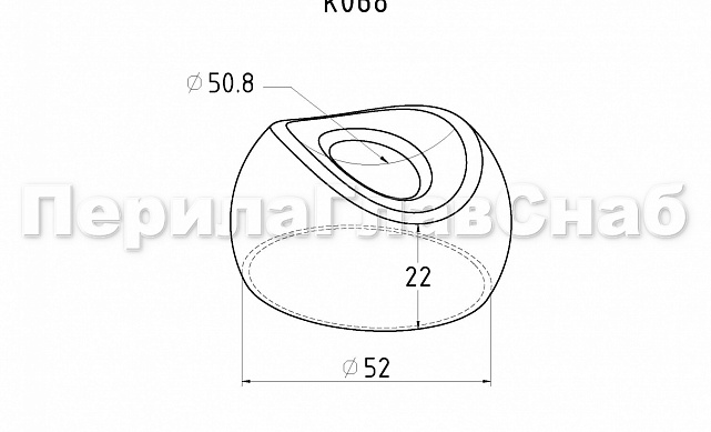 Наконечник штампованный (СПС) прямой 90° на трубу Ø50.8 мм, для поручня Ø50.8 мм, полированный, нержавеющий, AISI 304, k068 3 Наконечник штампованный (СПС) прямой 90° на трубу Ø50.8 мм, для поручня Ø50.8 мм, полированный, нержавеющий, AISI 304, k068 3