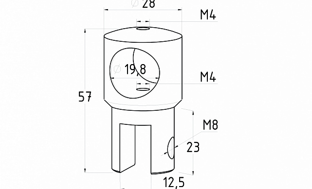 Держатель стекла сквозной, цинк, черный t914 BZn 2