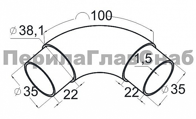 Отвод поручня под Ø38.1х1.5 мм, 90°, литой, полированный, со вставками, (AISI 201) k059-3 2 Отвод поручня под Ø38.1х1.5 мм, 90°, литой, полированный, со вставками, (AISI 201) k059-3 2