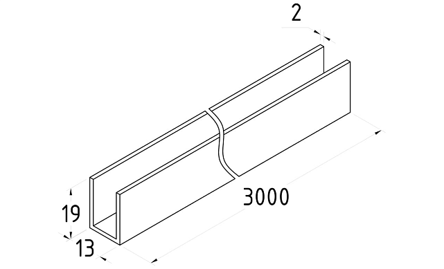 П-образный профиль 19x13, L=3000, алюминий шлиф t756-4-3000 ALS 3 П-образный профиль 19x13, L=3000, алюминий шлиф t756-4-3000 ALS 3
