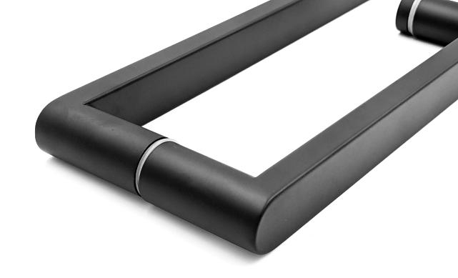 Ручка 225х425 круглая+квадратная труба AISI 304 черная t628 BL 7