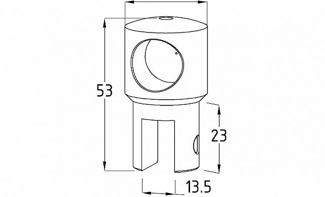 Крепежный элемент глухой для трубы 19 мм, шлифованный t913 SSS 2