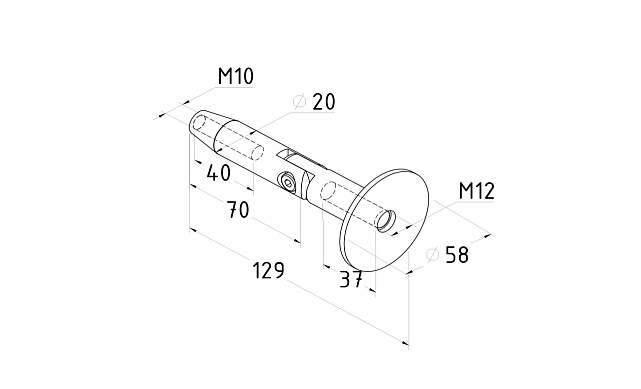 Крепление тяги к стене, шлифованная AISI 304 k621 2 Крепление тяги к стене, шлифованная AISI 304 k621 2