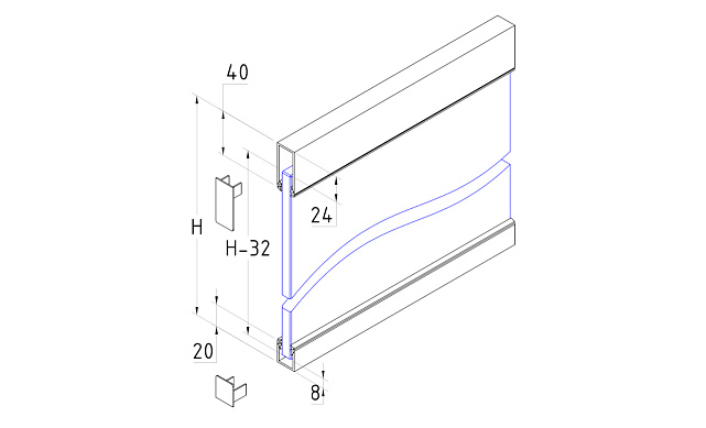 П-образный профиль 20 мм нижний, алюминиевый анодированный, длина 3000 мм т22 AL  3