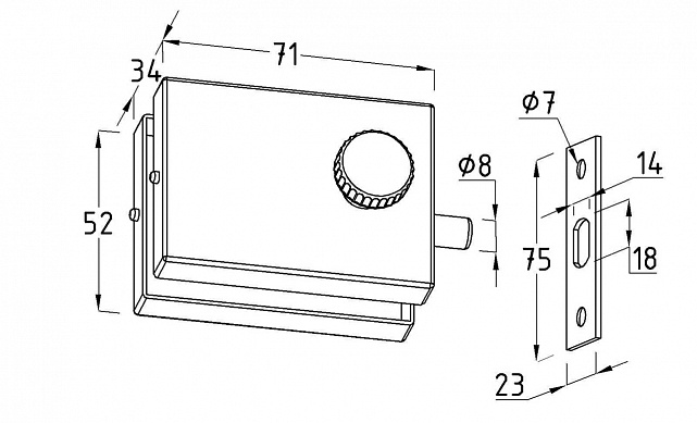 Защелка с ответной частью на стену и пол, полированная, вырез 17 t138 PSS 4 Защелка с ответной частью на стену и пол, полированная, вырез 17 t138 PSS 4