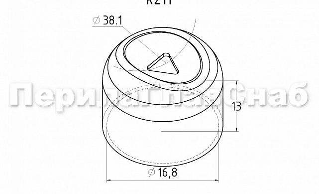 Наконечник штампованный (СПС) прямой 90° на трубу Ø16 мм, для поручня Ø38.1 мм, полированный, нержавеющий (AISI 304) k211 2 Наконечник штампованный (СПС) прямой 90° на трубу Ø16 мм, для поручня Ø38.1 мм, полированный, нержавеющий (AISI 304) k211 2