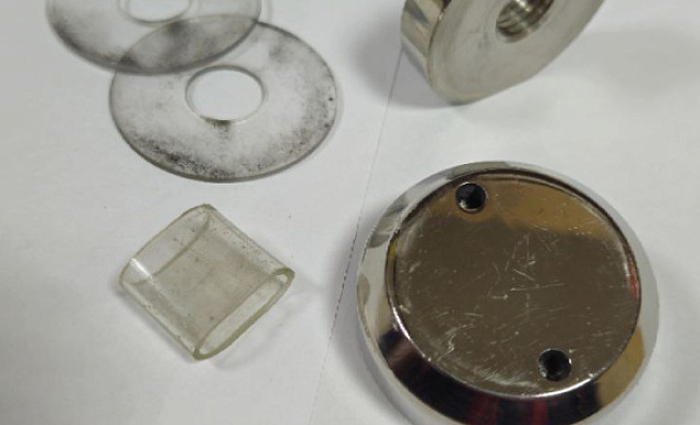 Комплект торцевого крепления несущего стекла, гайка-шайба Ø50х10х18 мм с внутренней резьбой М16(для оцинковки), полированный AISI 304, уценка k277-7-У 10 Комплект торцевого крепления несущего стекла, гайка-шайба Ø50х10х18 мм с внутренней резьбой М16(для оцинковки), полированный AISI 304, уценка k277-7-У 10