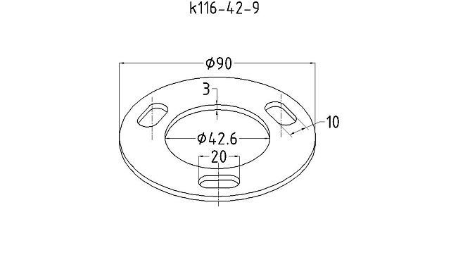 Фланец стойки 42/90 х 3 мм #200 3 отв х М10 х 20 черный металл k116-42-9 3 Фланец стойки 42/90 х 3 мм #200 3 отв х М10 х 20 черный металл k116-42-9 3
