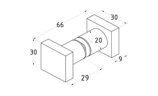 Ручка-кноб квадратная, для стекла 6-12мм, черная t669 Bl 4 Ручка-кноб квадратная, для стекла 6-12мм, черная t669 Bl 4