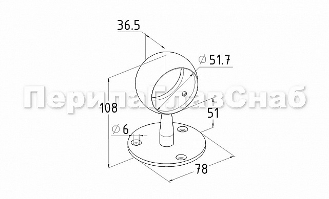 Держатель поручня выносной с обхватом для трубы Ø50.8 мм, полированный (AISI 316) k066-3 2 Держатель поручня выносной с обхватом для трубы Ø50.8 мм, полированный (AISI 316) k066-3 2