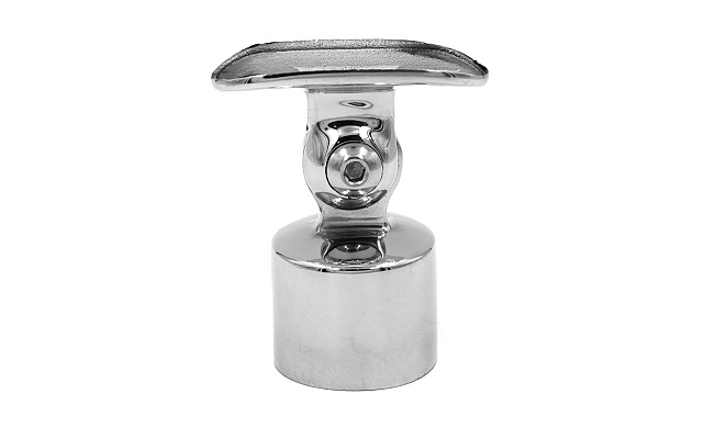 Наконечник наружный на стойку Ø25.4 мм, с регулируемым ложементом под трубу Ø38.1 мм, литой, полированный, нержавеющий AISI 304, k326 4 Наконечник наружный на стойку Ø25.4 мм, с регулируемым ложементом под трубу Ø38.1 мм, литой, полированный, нержавеющий AISI 304, k326 4