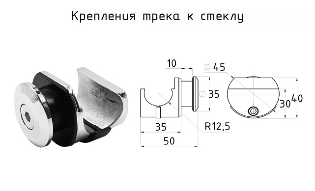 Комплект раздвижной системы для стеклянных дверей, AISI 304, полированный t405 5 Комплект раздвижной системы для стеклянных дверей, AISI 304, полированный t405 5